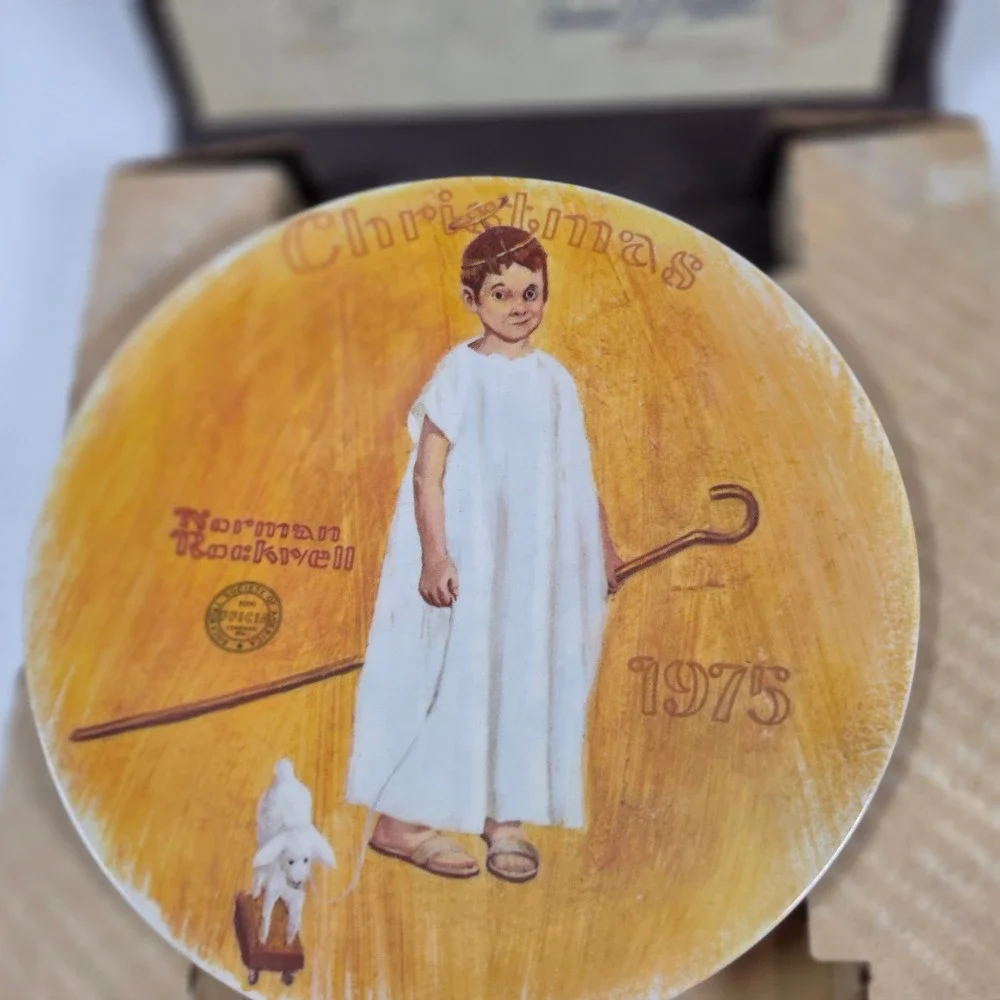 Norman Rockwell 1975 Christmas‎ Plate Angel with a Black Eye missing coa #58550
